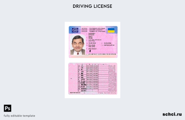 скачать цифровую версию шаблона водительских прав Украины 2